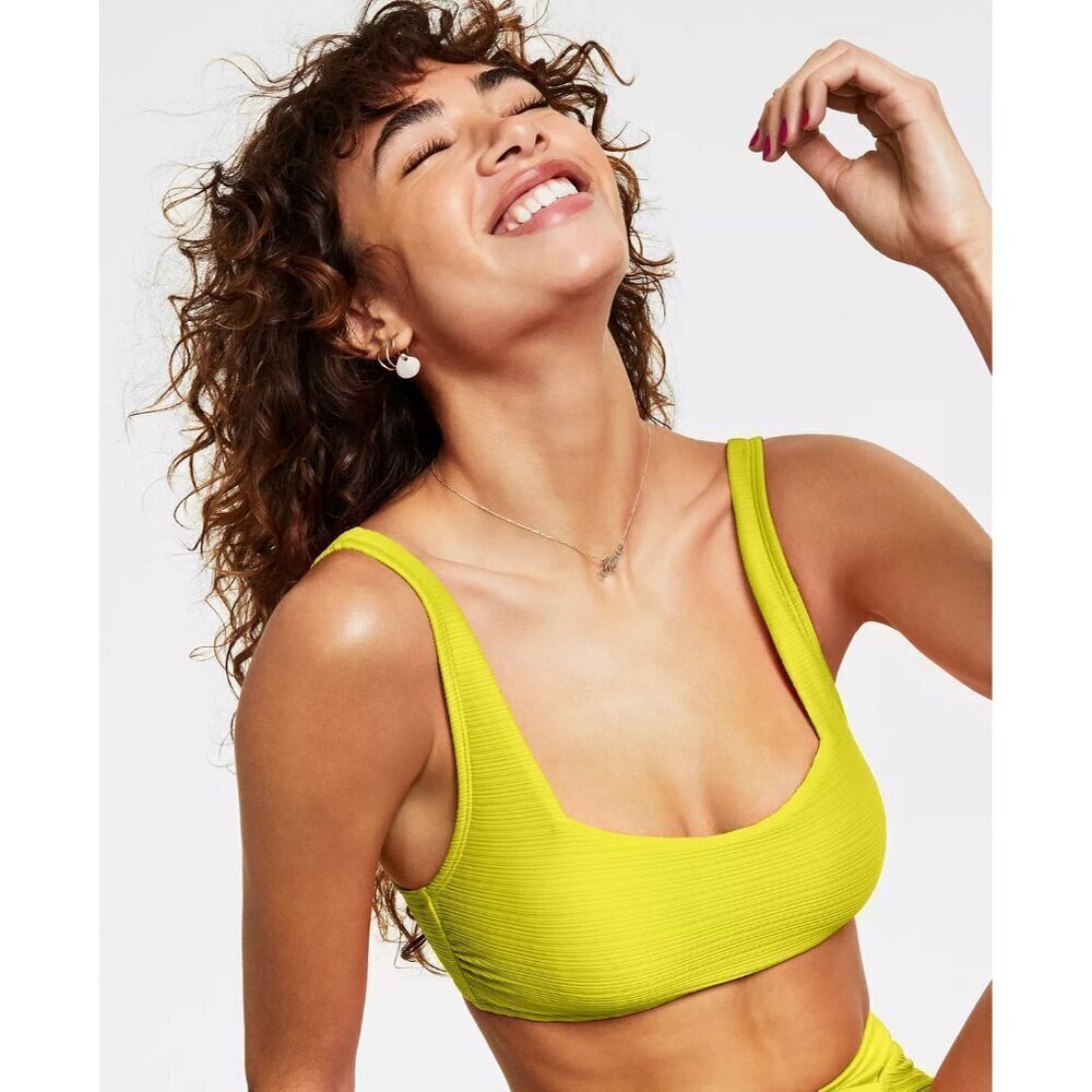 Salt + Cove Juniors XS Mint Spark Variegated Ribbed Bralette Bikini Top 2616